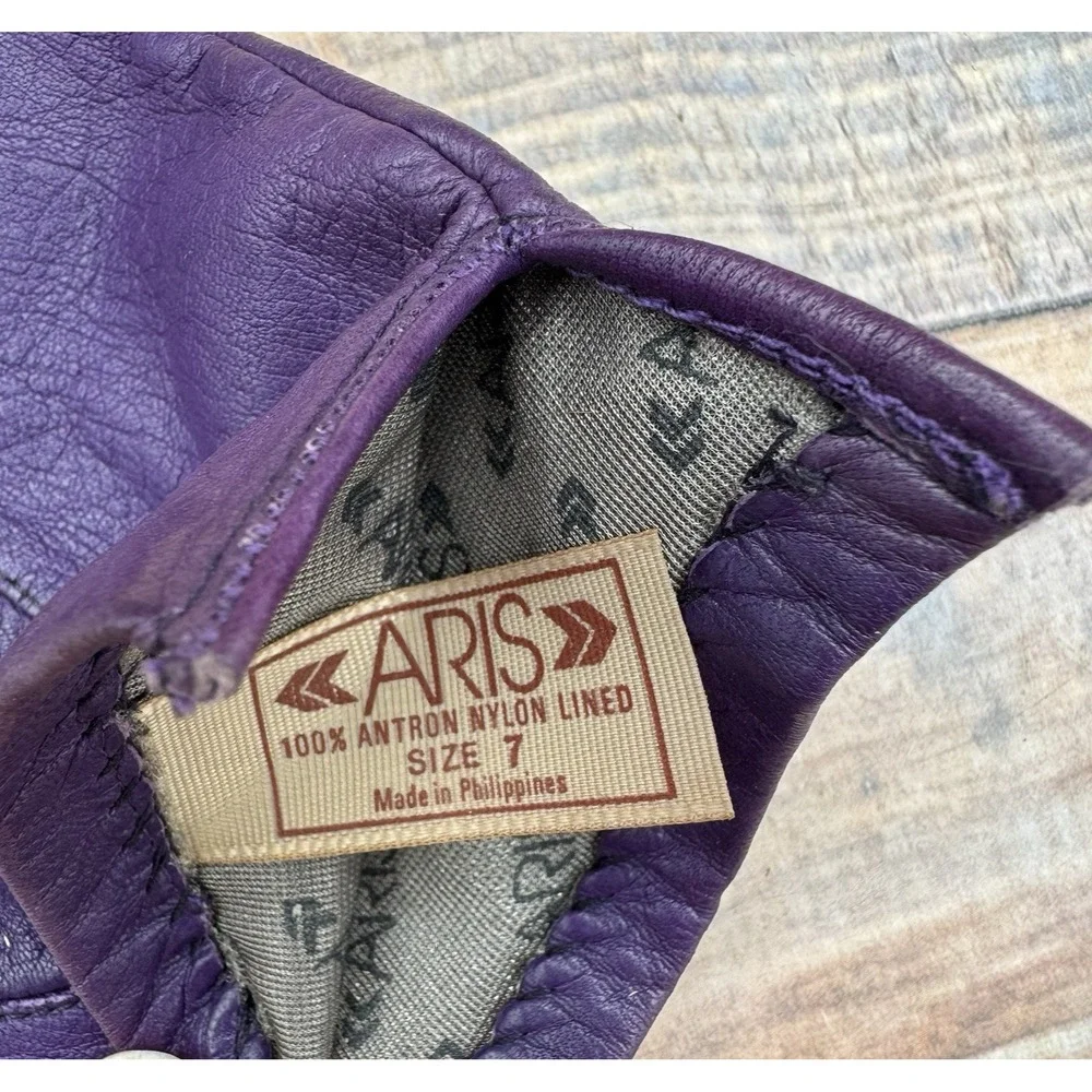 Aris Lambskin Leather Purple Driving Gloves Women Size 7 Lined Vintage MCM